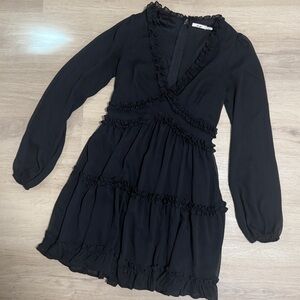 Francesca’s Black Ruffle Mini Dress